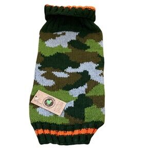 Chilly Dog Hand Knit Wool Dog Sweater Camouflage Pullover Medium NWT